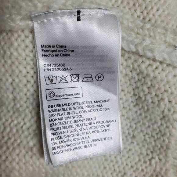 H&M L.O.G.G Fair Isle Knit Sweater XS Cream Gray Pink Wool Blend Pullover - Picture 5 of 6